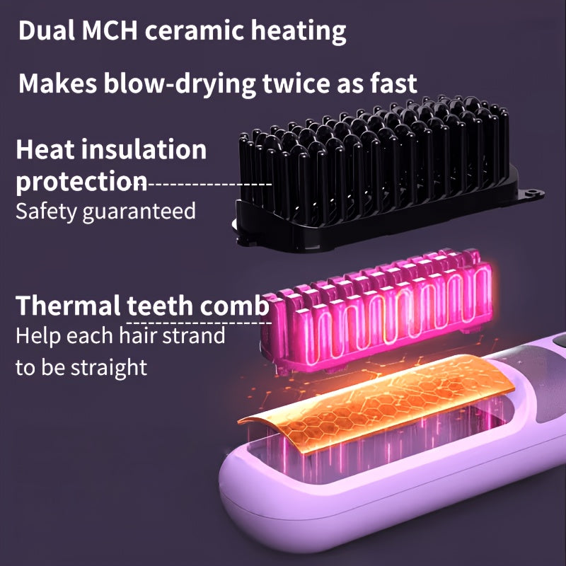 portable wireless bang comb usb rechargeable 3 temperature