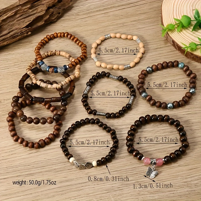 36 pack assorted wooden beaded bracelets   metal
