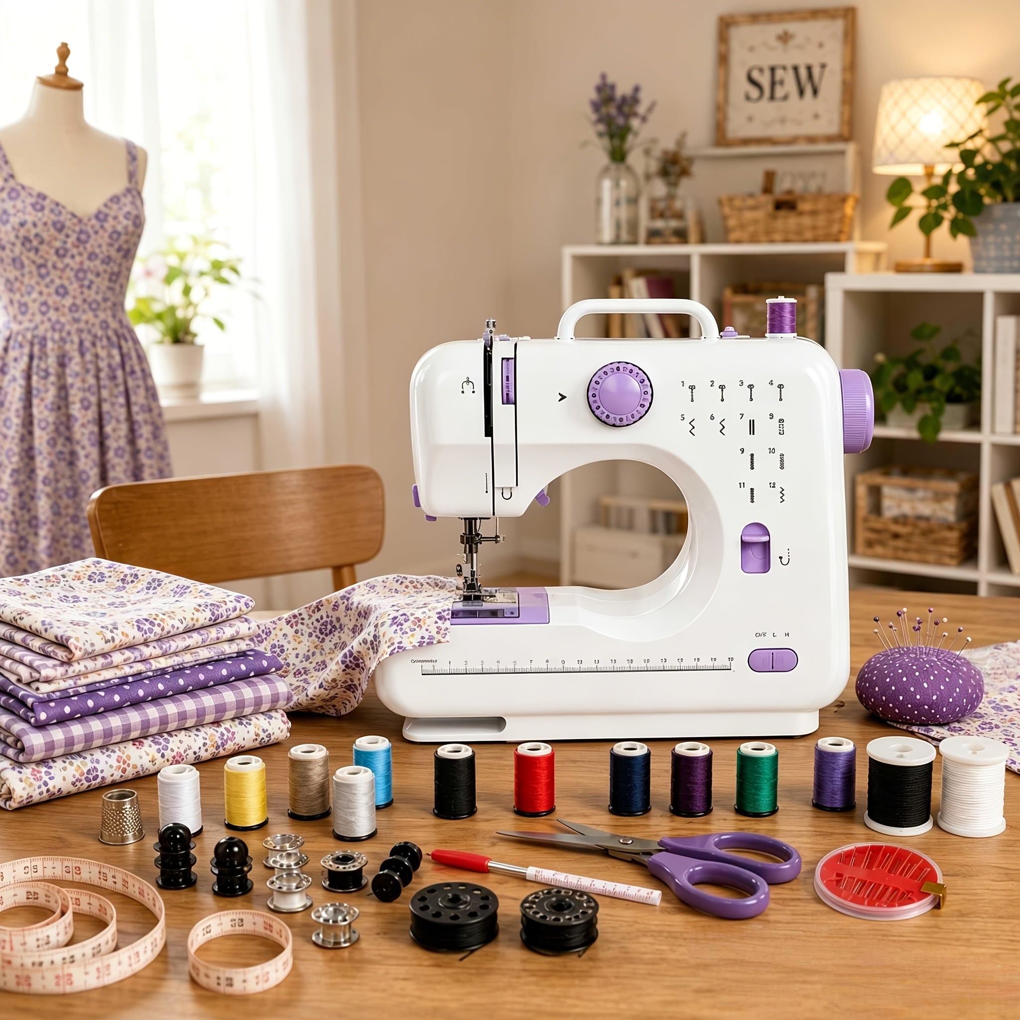 portable sewing machine beginners 12 stitches led light