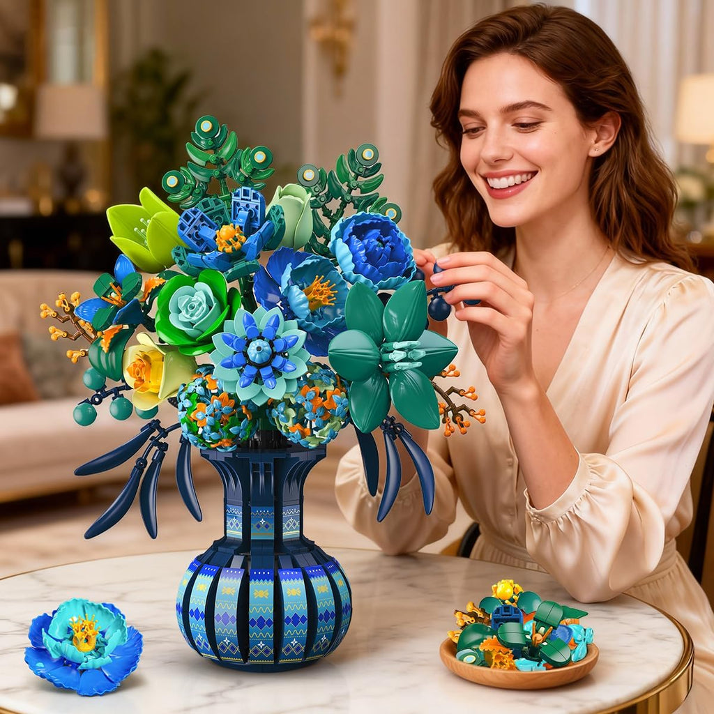 1309pcs scale artificial flower building vase peacock plant