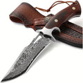 1pc   damascus fixed blade knife wooden handle