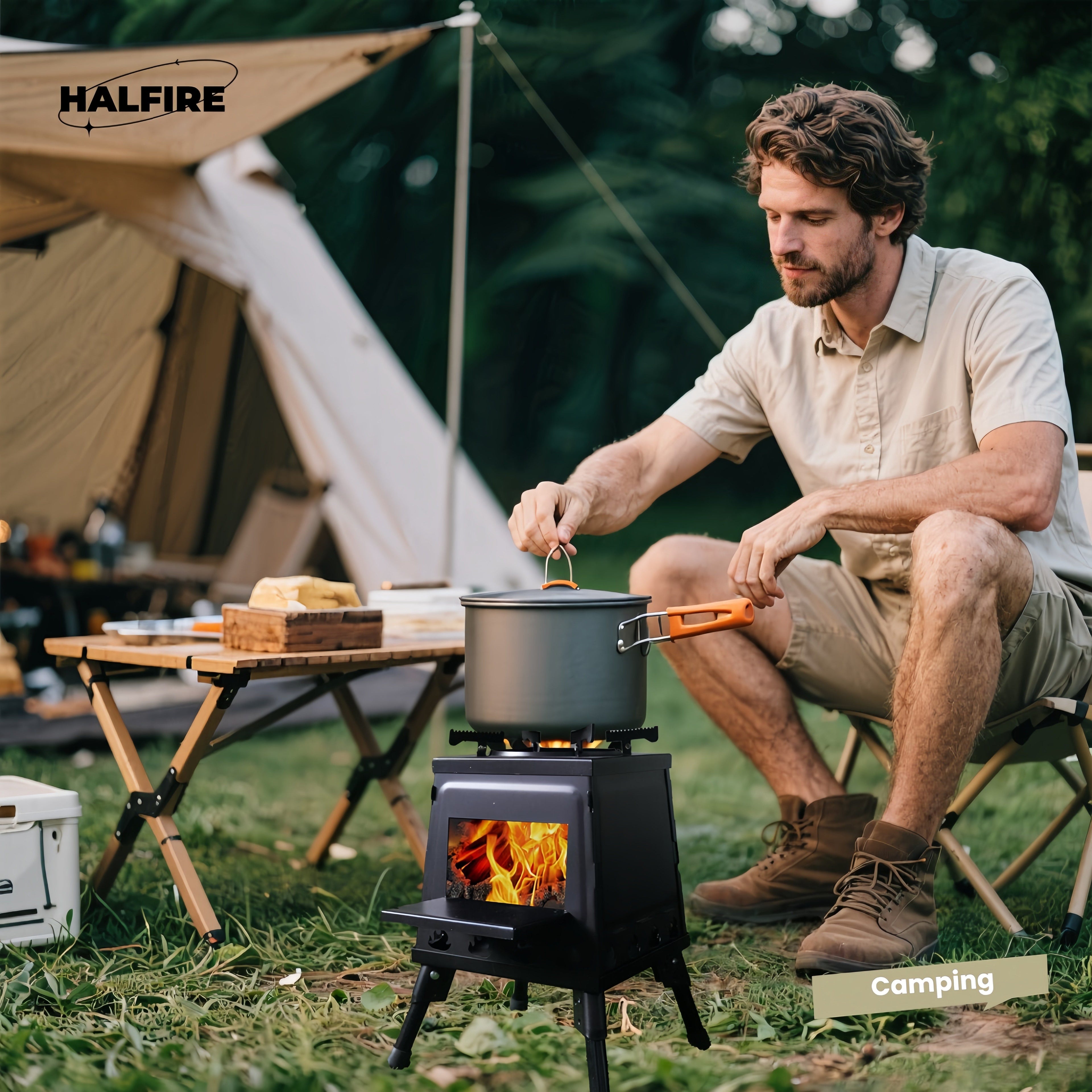 portable wood burning camp stove heavy duty outdoor campfire
