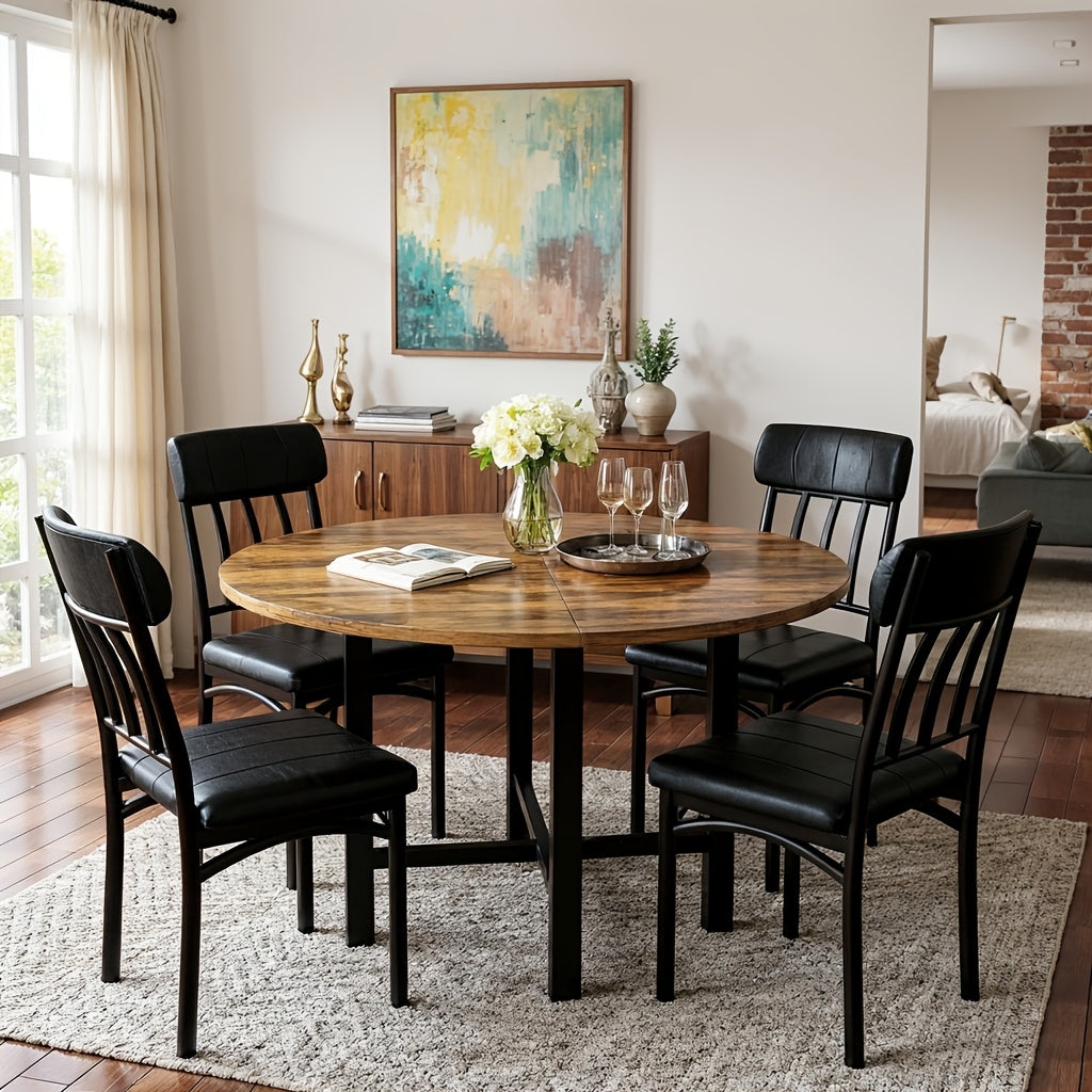 5pcs kitchen table chairs set dining table set 4 rounded
