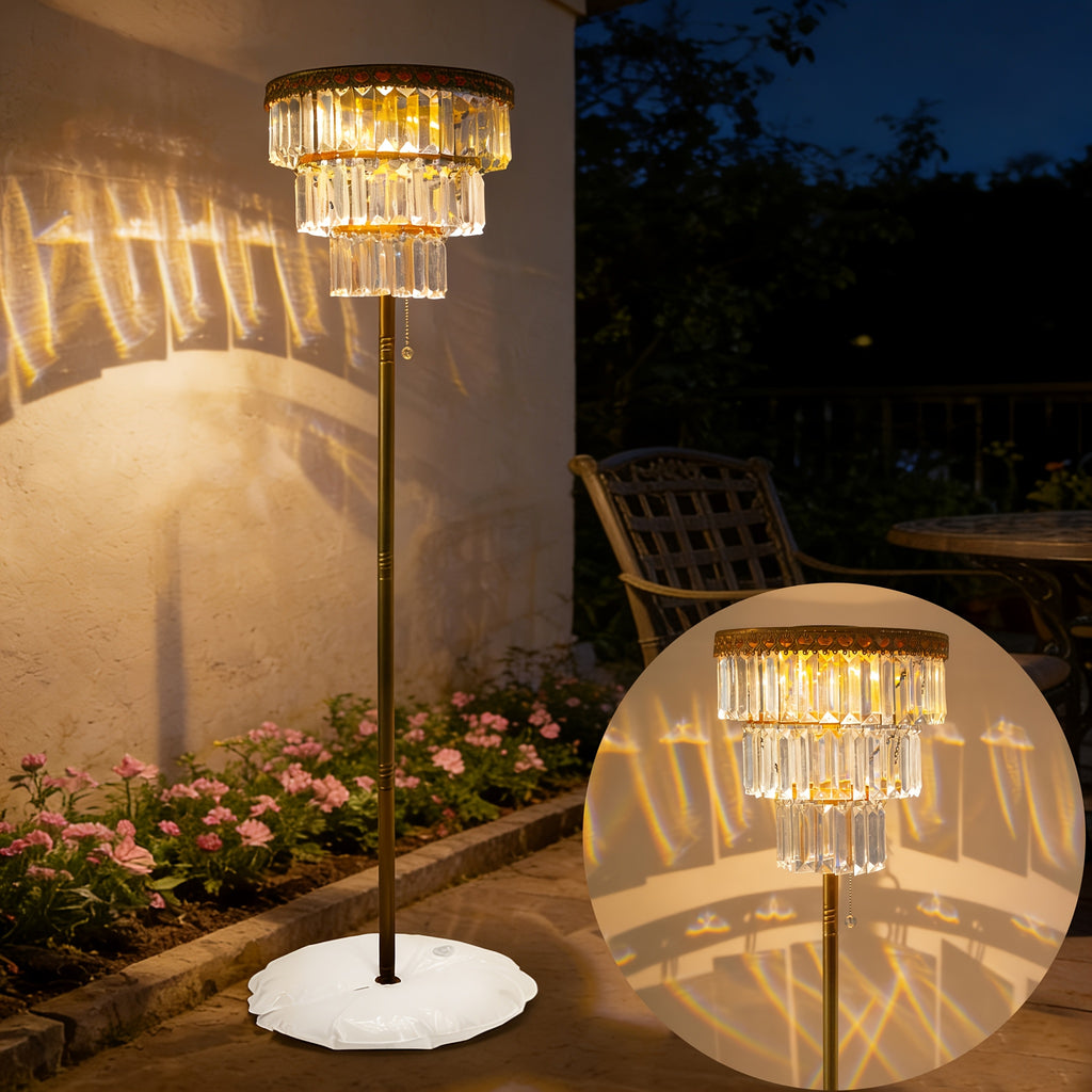 solar outdoor floor lamp 4ft crystal   waterproof