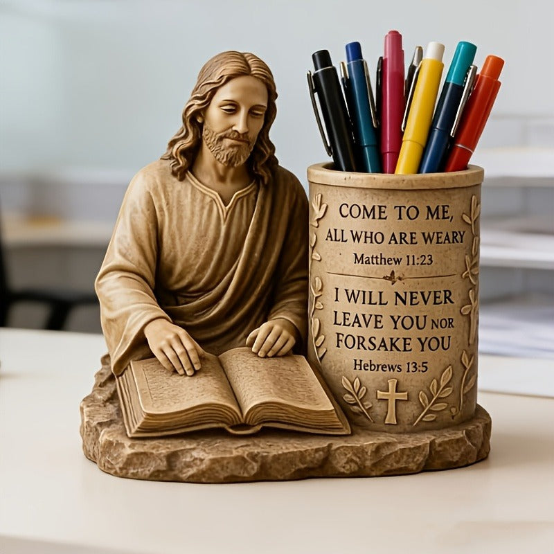 pen holder bible verse vintage enamel statue suitable