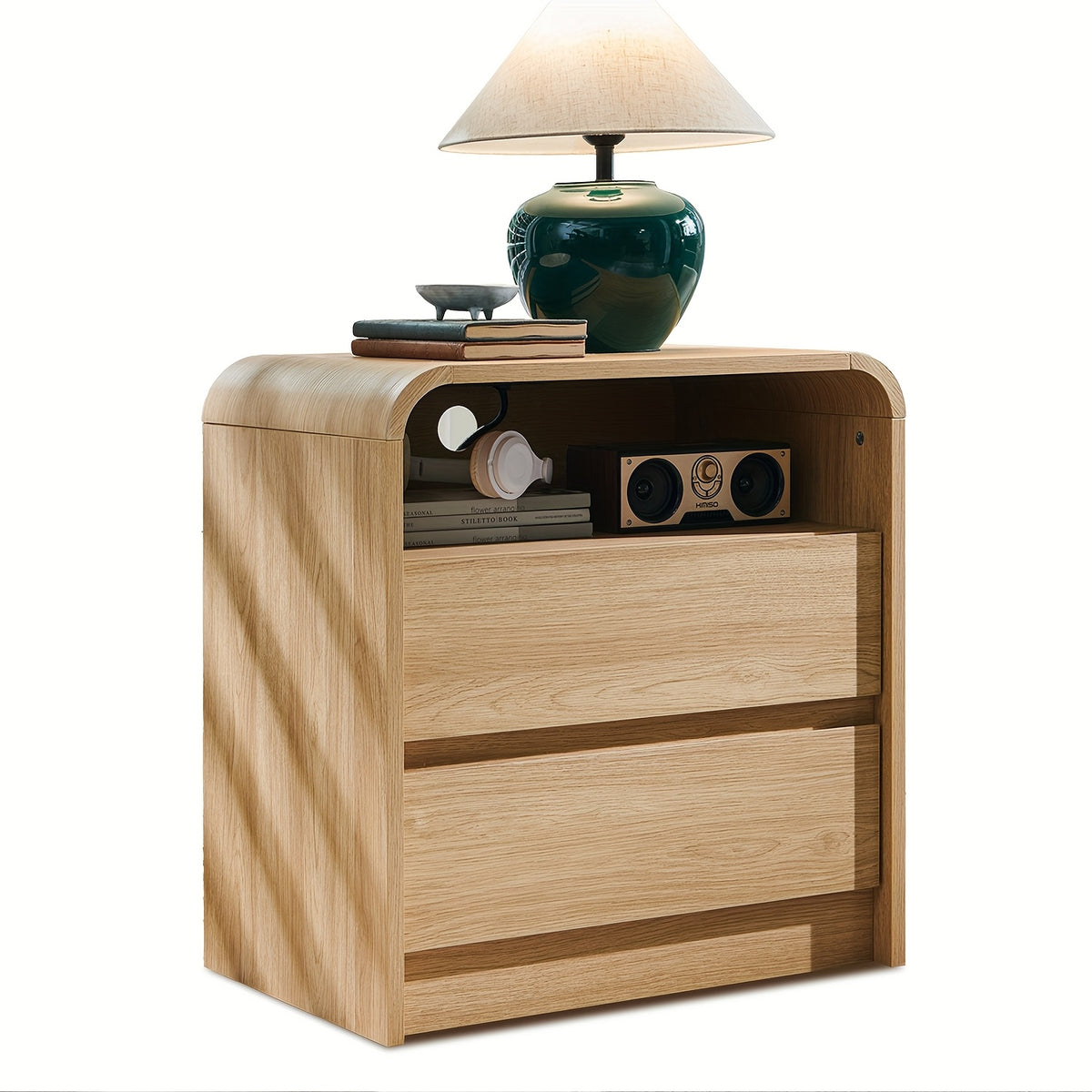 25 tall modern nightstand charging station wood bedside