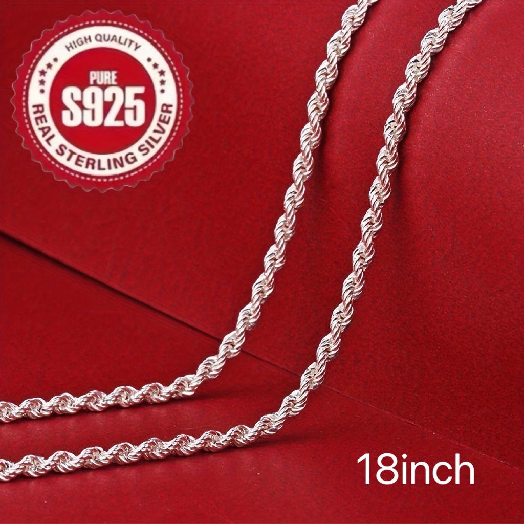 925 sterling silvery twisted rope chain necklace simple hip