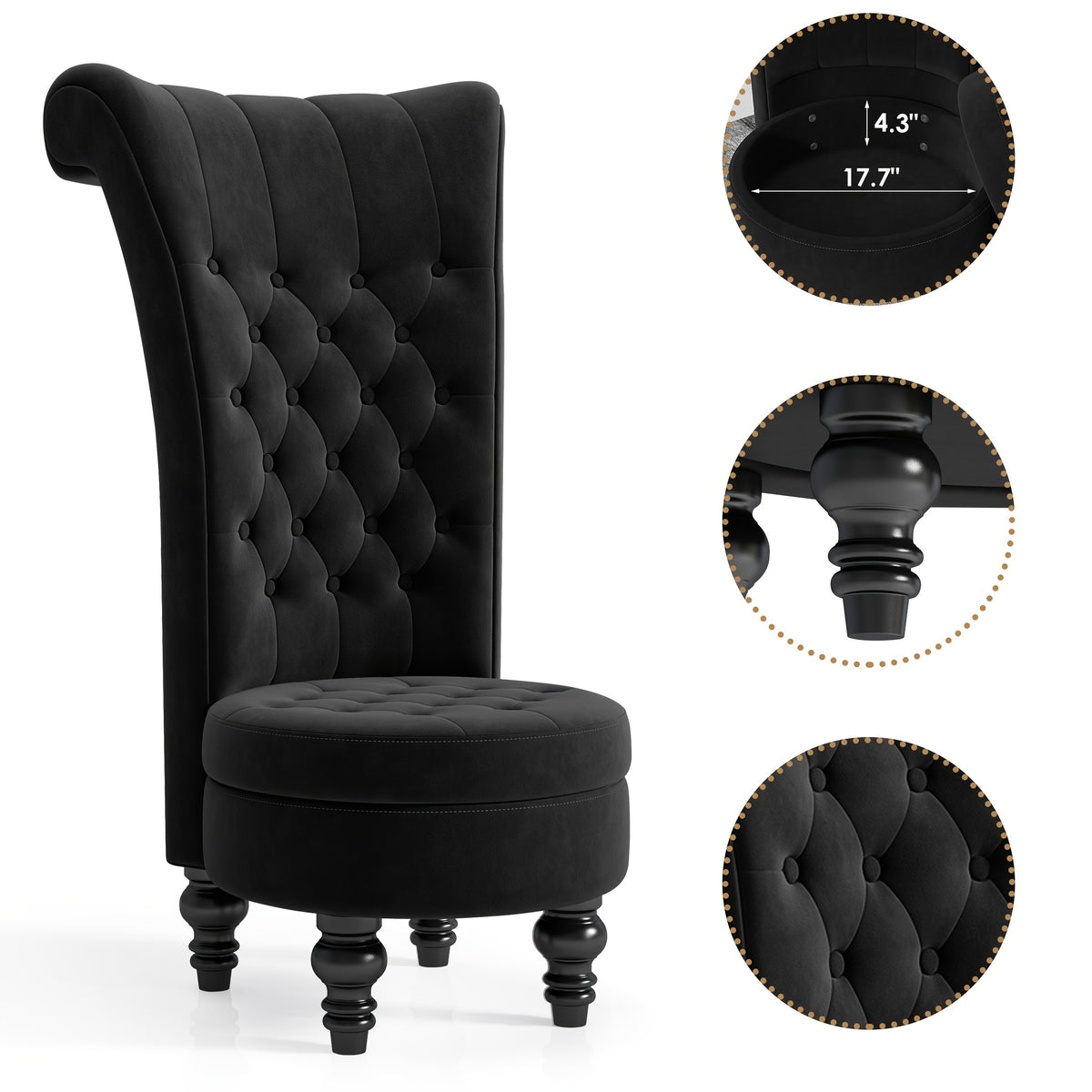 back chair velvet armless accent chair button