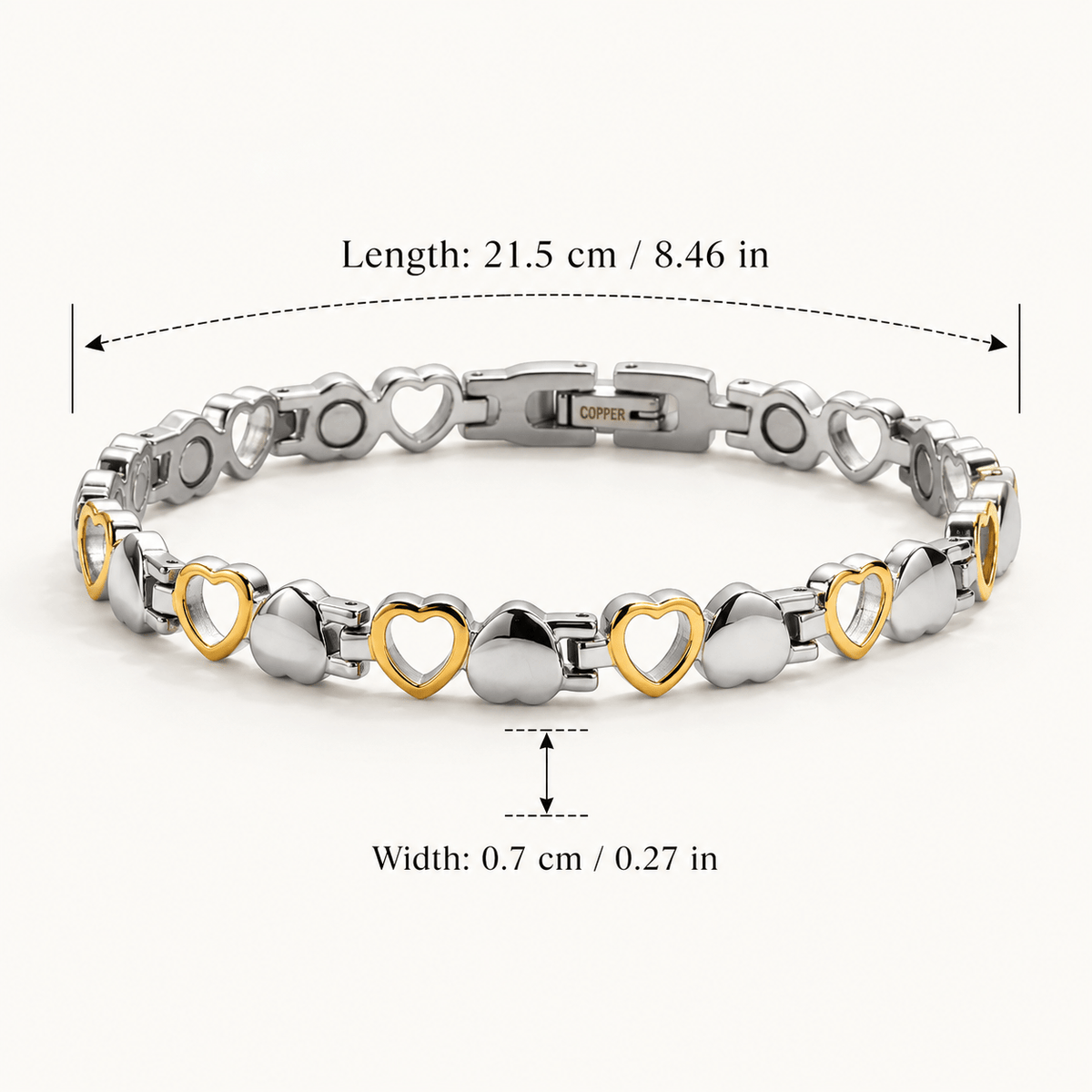 pure copper bracelet women two tone silver golden