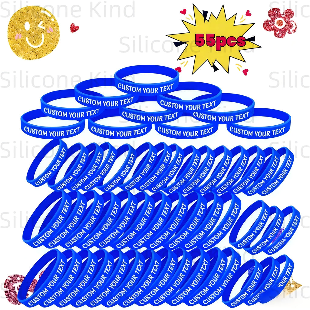 custom 55pcs inspirational quote rubber wristbands bulk