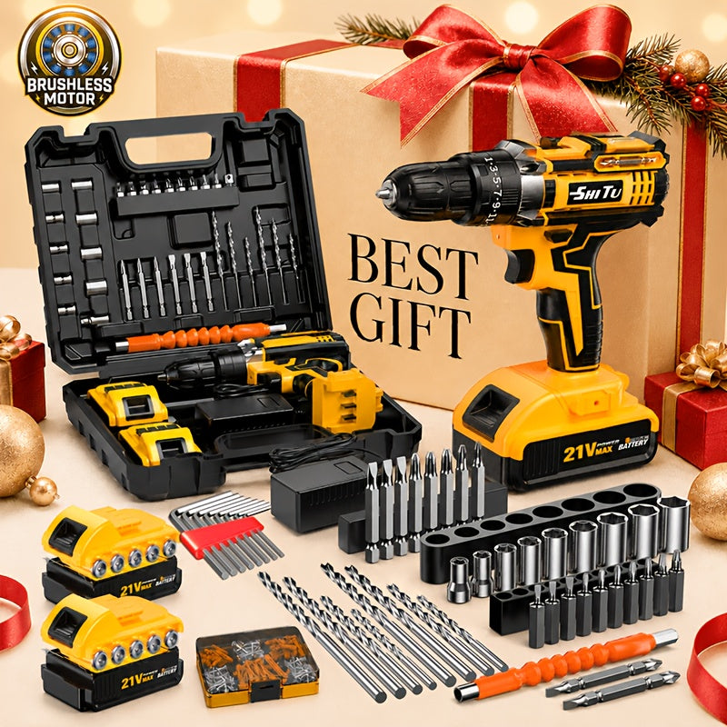 2026 21v cordless drill kit tool box fast charging