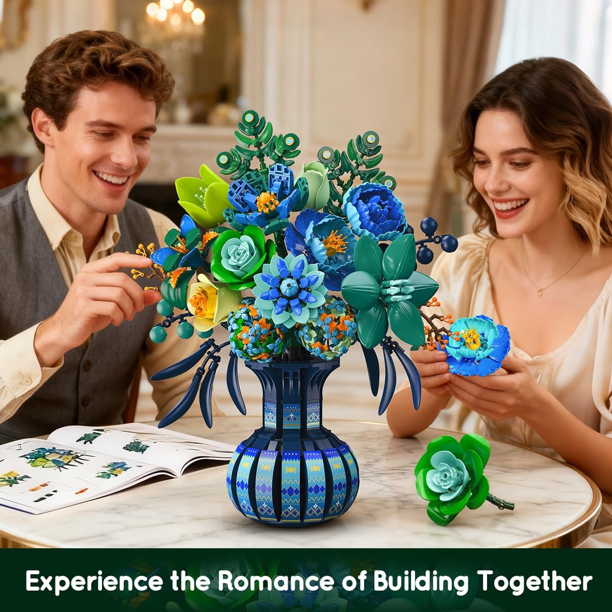 1309pcs scale artificial flower building vase peacock plant