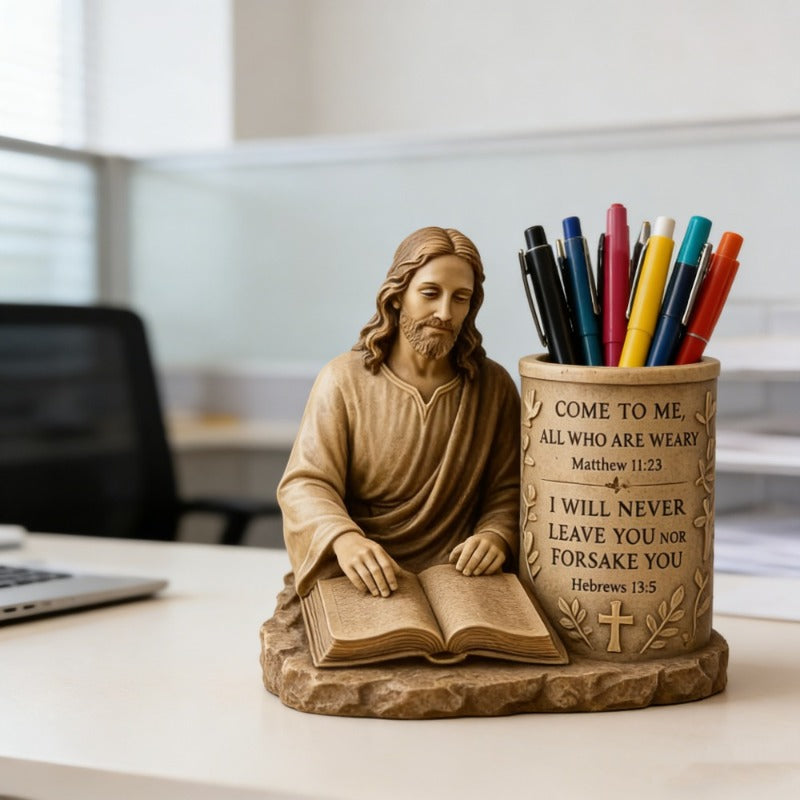 pen holder bible verse vintage enamel statue suitable