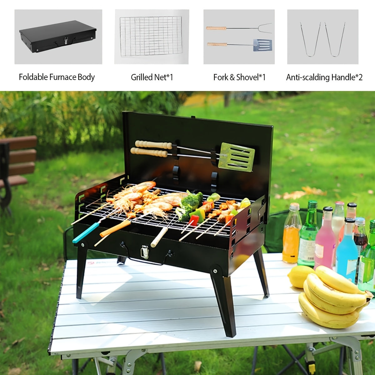 1pc portable charcoal grill heavy duty   structure