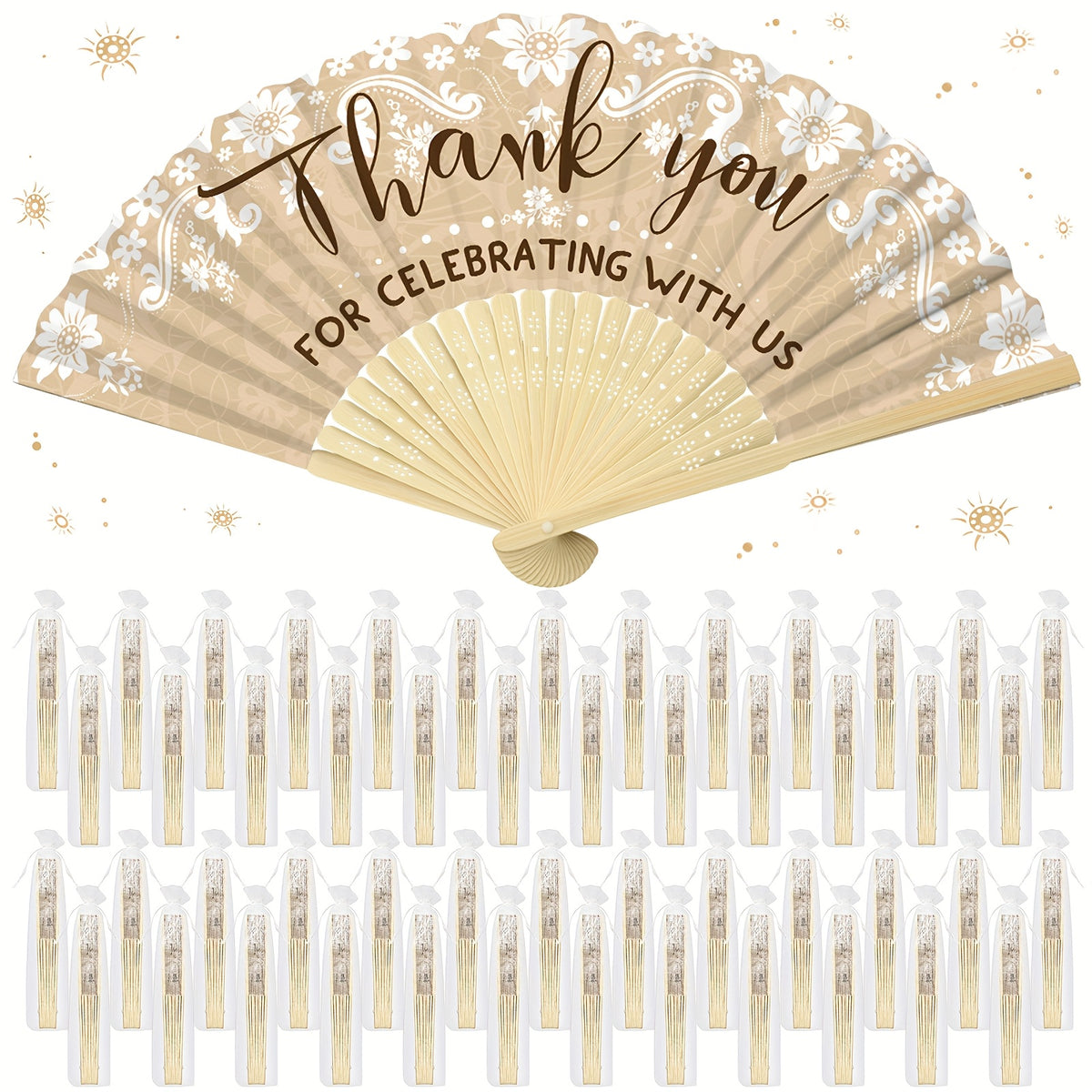 50pcs decorative folding fans wedding foldable hand fans