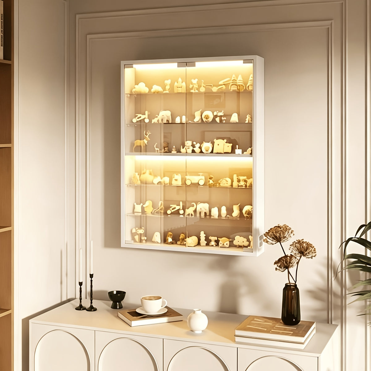 1pc wall mounted glass display cabinet 6 tier small display