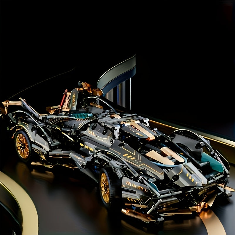 black golden supercar model sports car building blocks easy