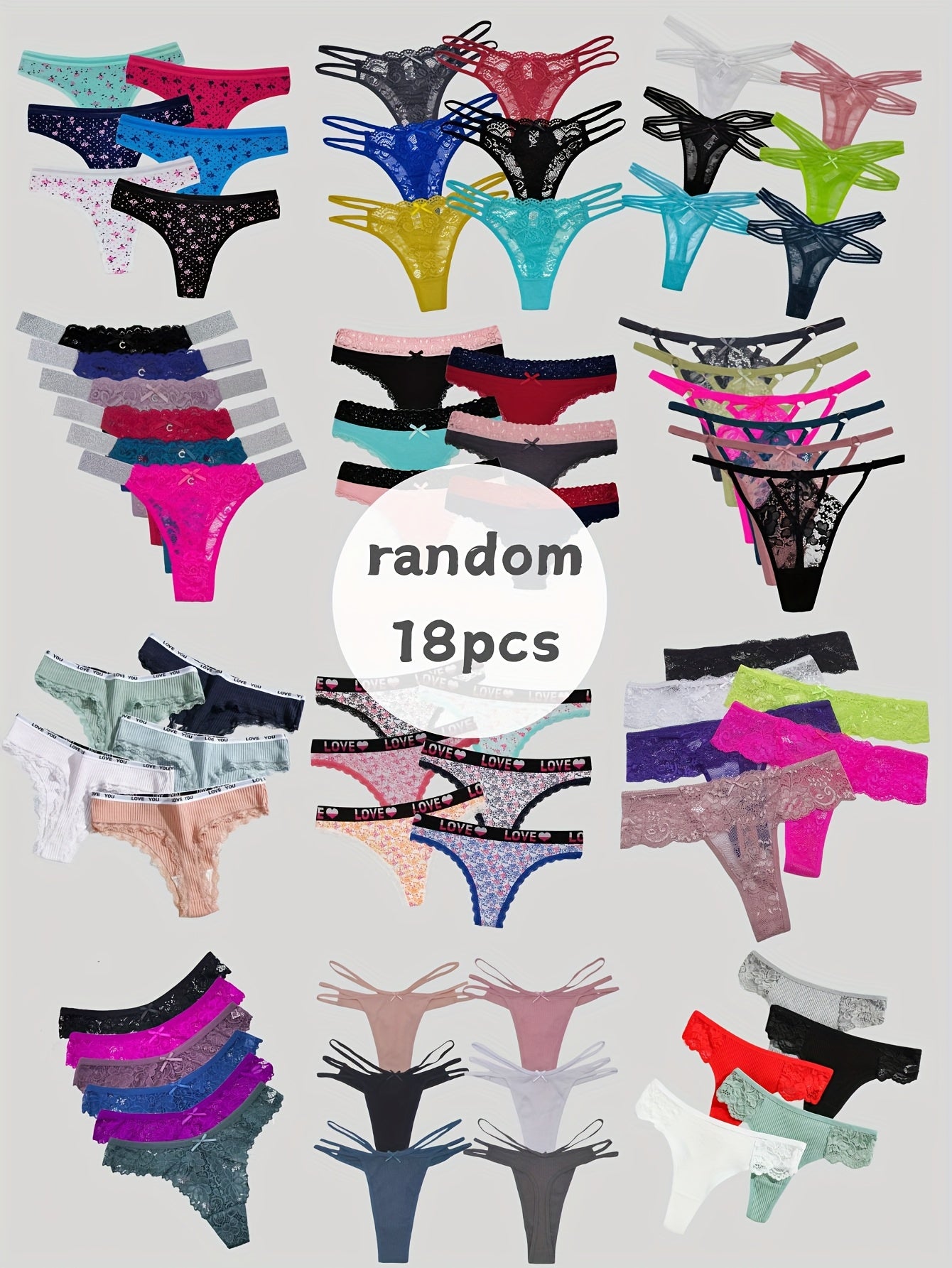 18pcs random assorted lace tanga     comfortable