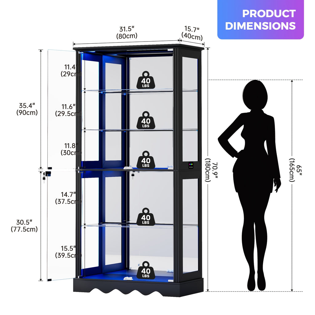 display cabinet glass doors 71 tall   rgb lights