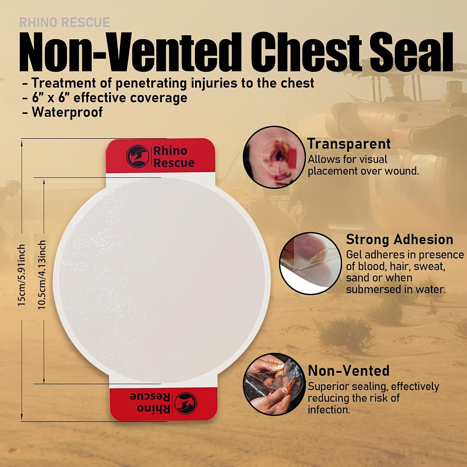 rescue emergency trauma dressing non vented chest seal