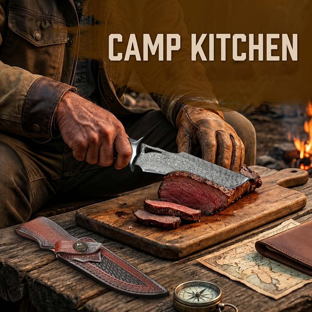 5 5 inch damascus steel fixed blade knife portable outdoor
