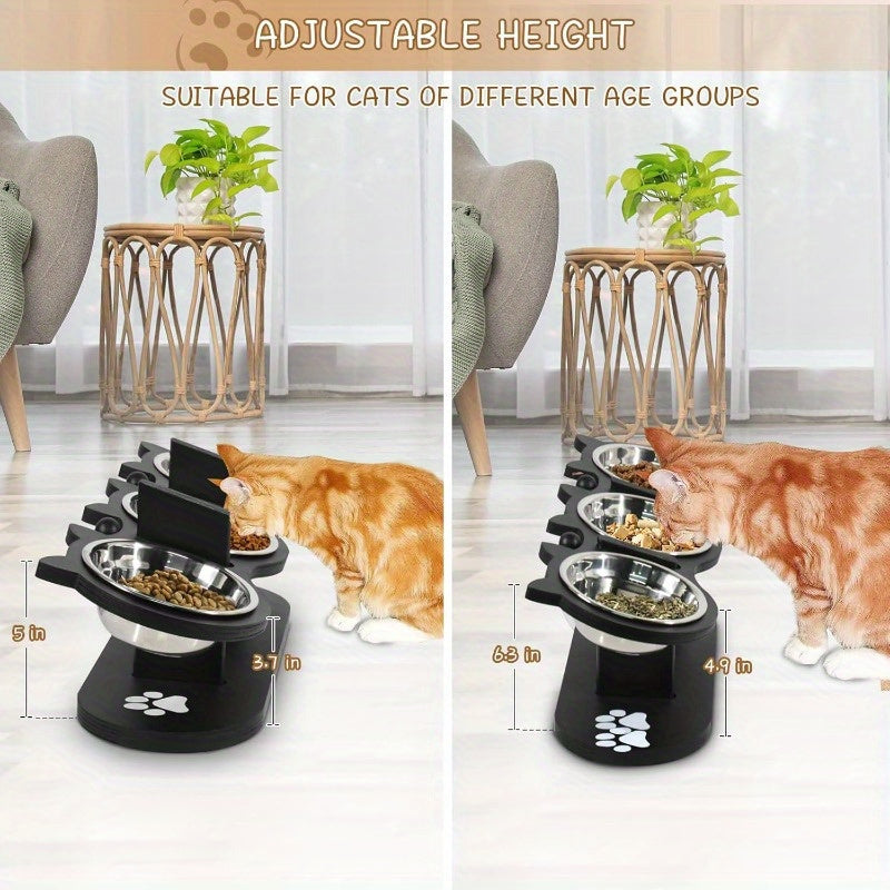15 tilted stainless steel elevated cat bowls adjustable