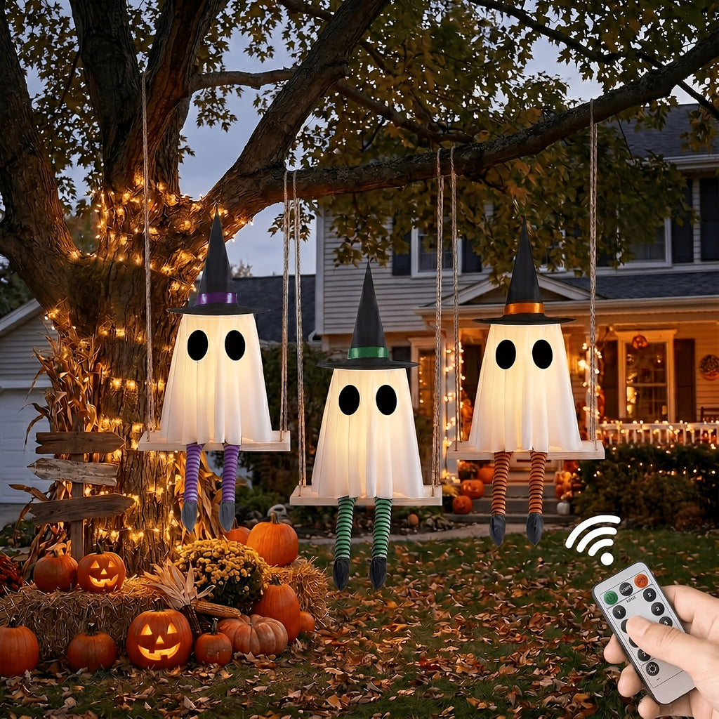 set 3 halloween hanging swing ghosts halloween decorations