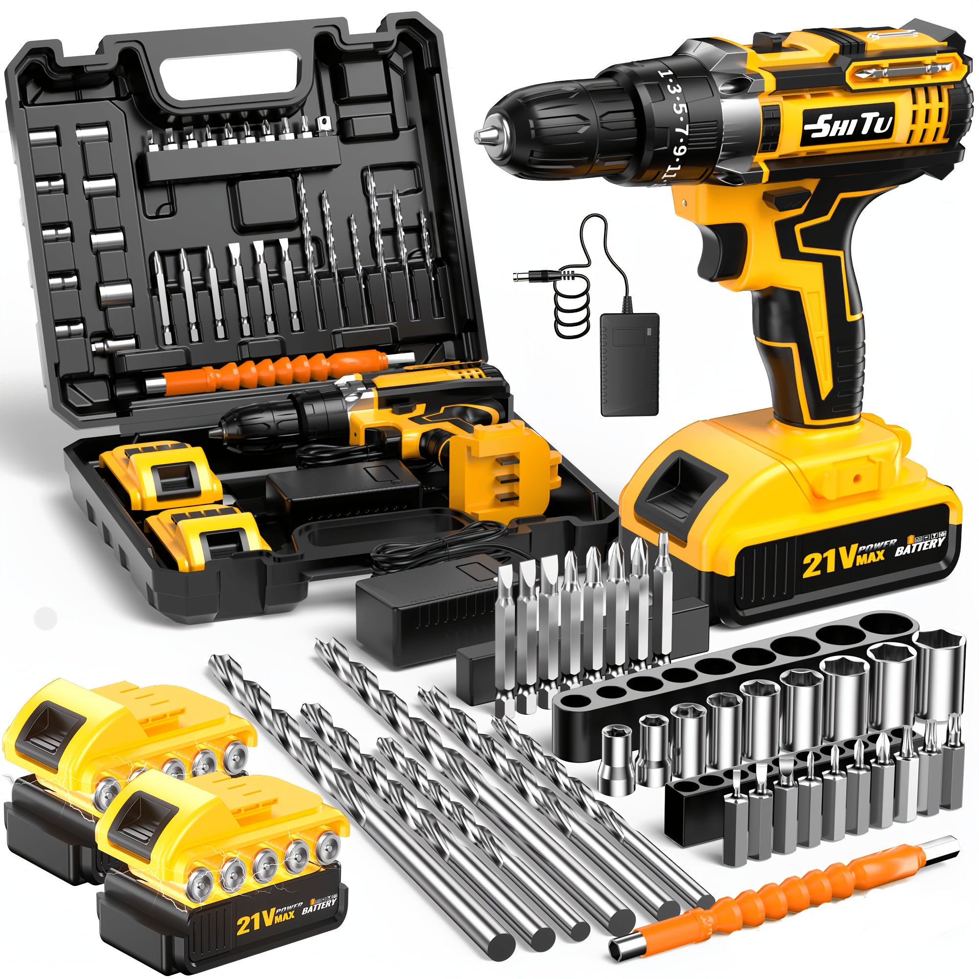 2026 21v cordless drill kit tool box fast charging