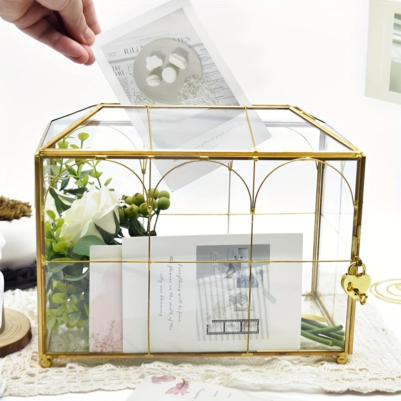 golden glass card box lock slots   inches   25 9cm