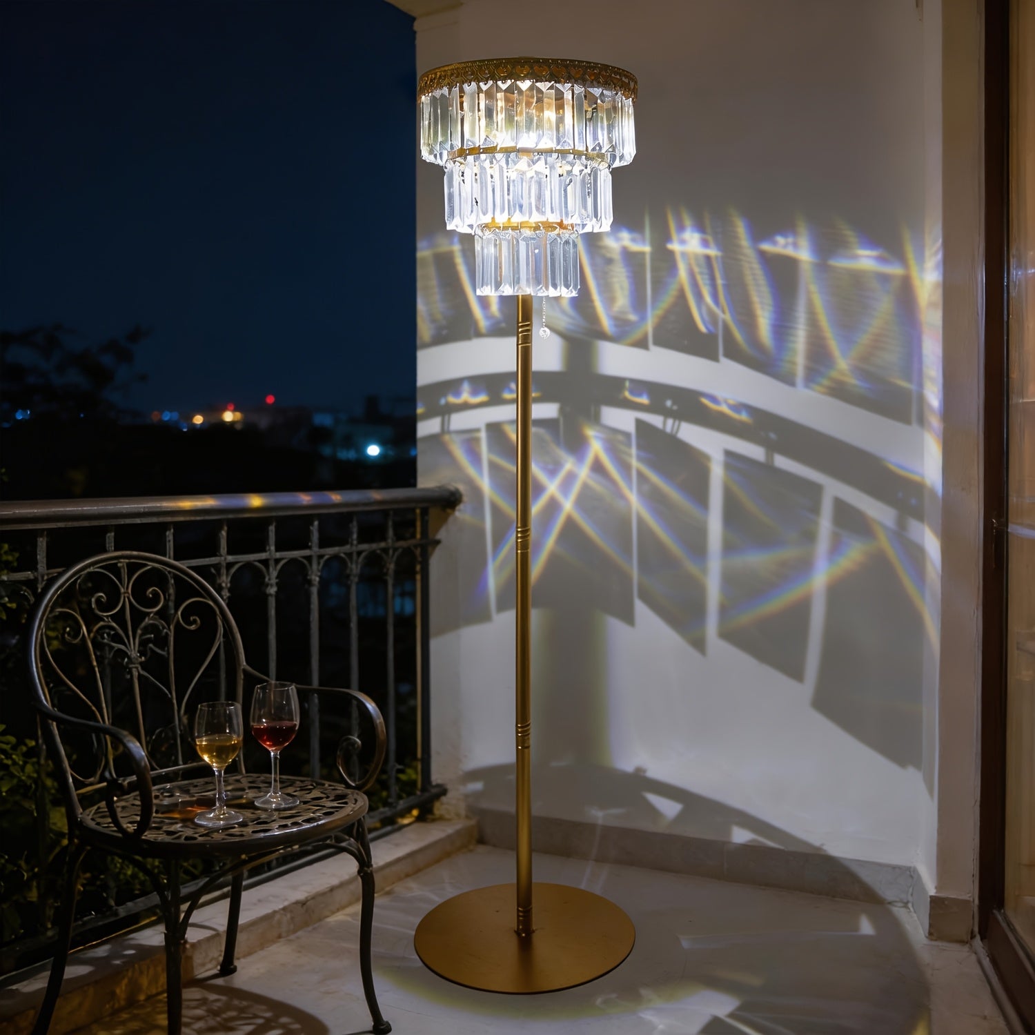 solar outdoor floor lamp 4ft crystal   waterproof