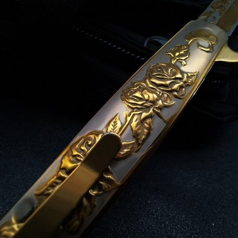 8 95 inch golden large full size pocket knife sharp