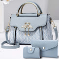 3pcs womens handbag set swan decor top handle tote bag card