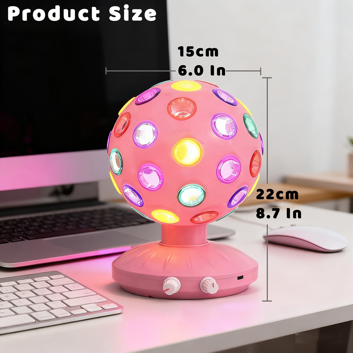 pink spinning disco ball ambient lighting 360 rotary speed