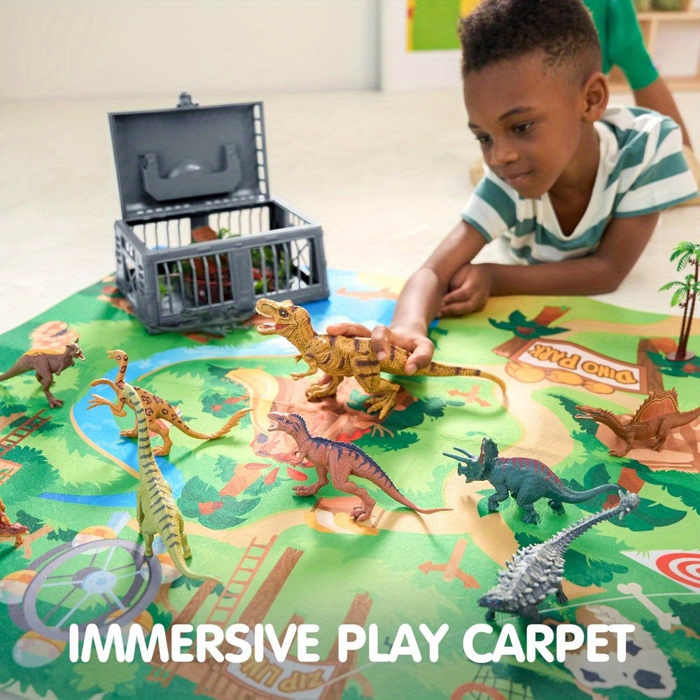 19pcs dinosaur toys kids ages 3 activity play mat storage