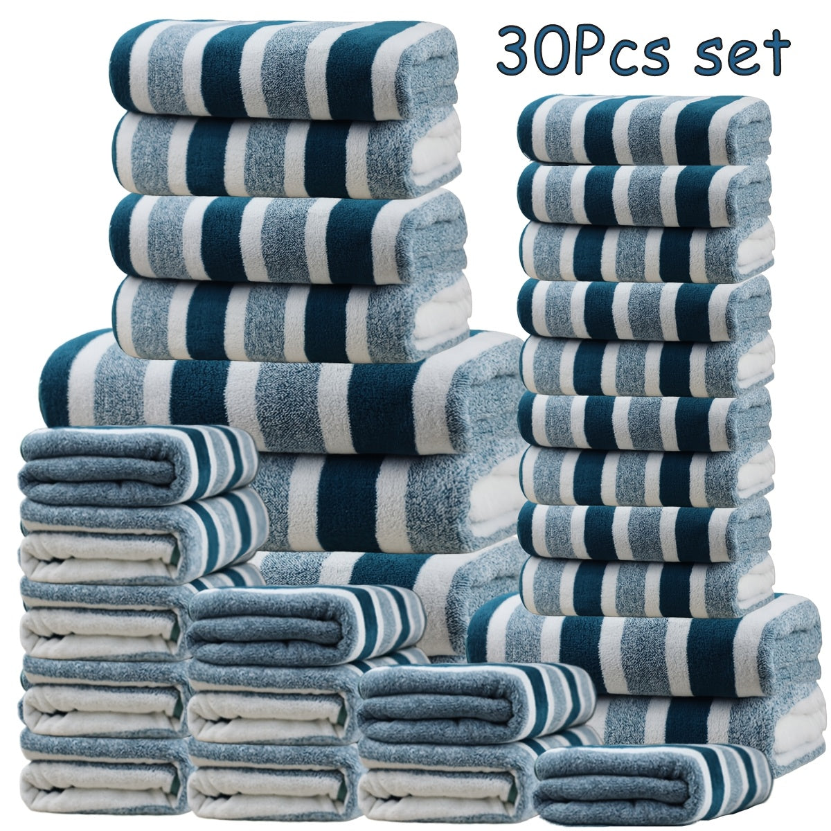 30pcs large wide   towel set quick