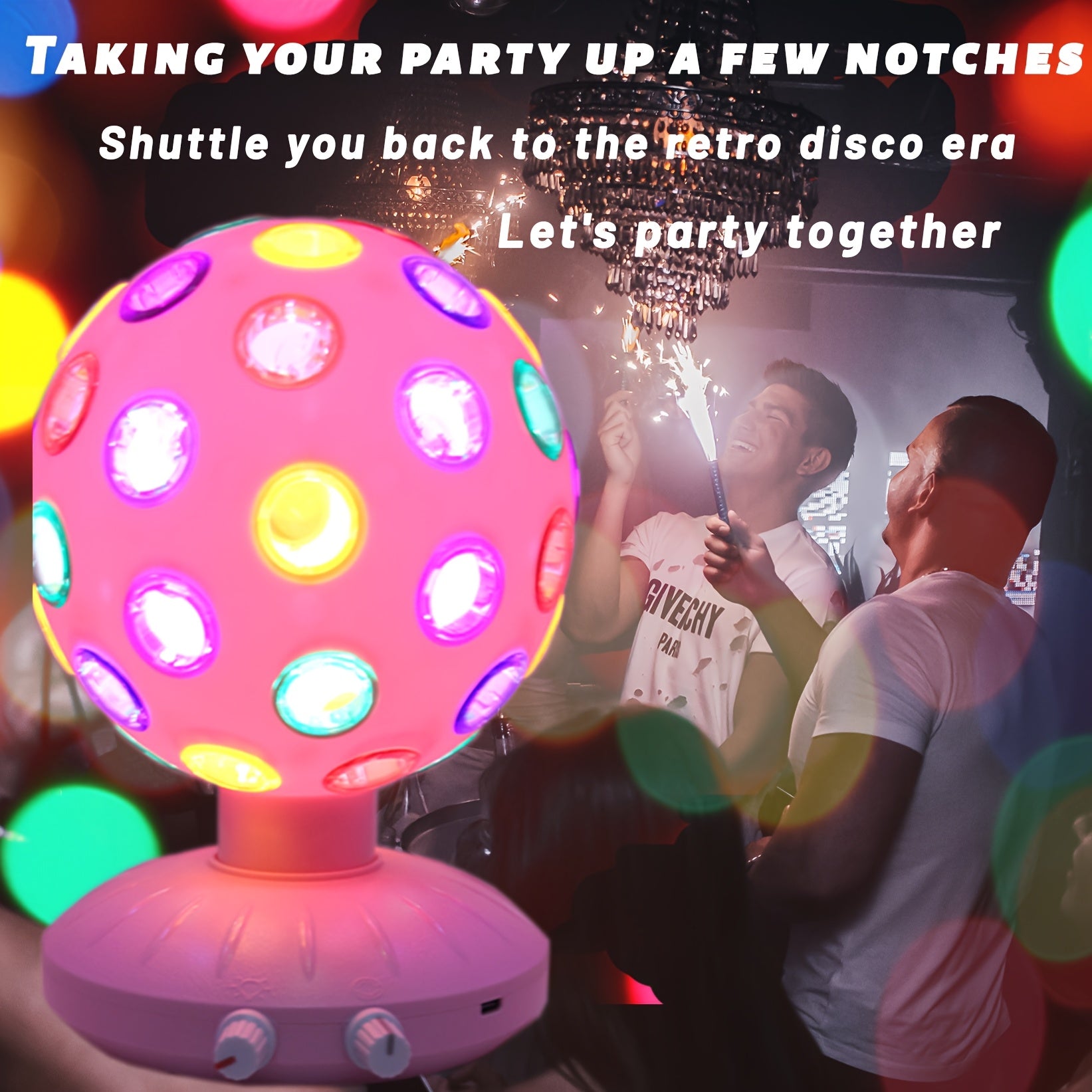 pink spinning disco ball ambient lighting 360 rotary speed
