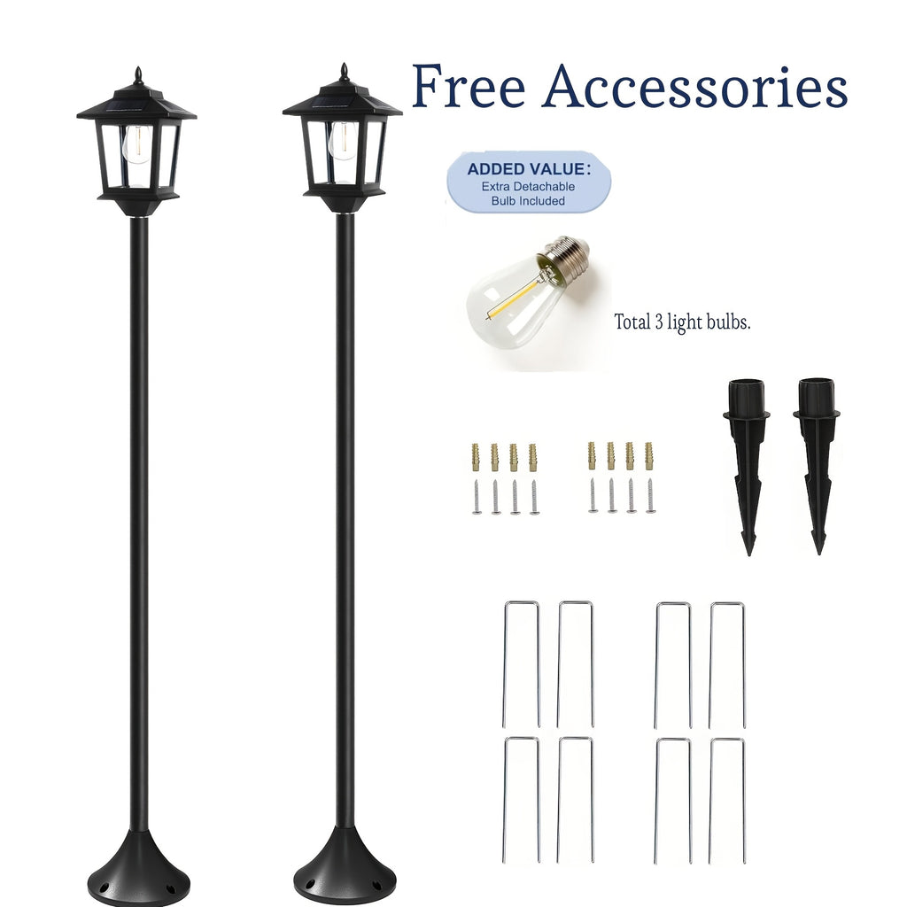 2 pack 63in solar lamp post lights outdoor post lights ip44