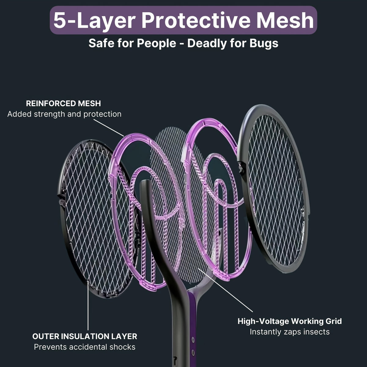 new arrival retractable extended electric fly swatter racket