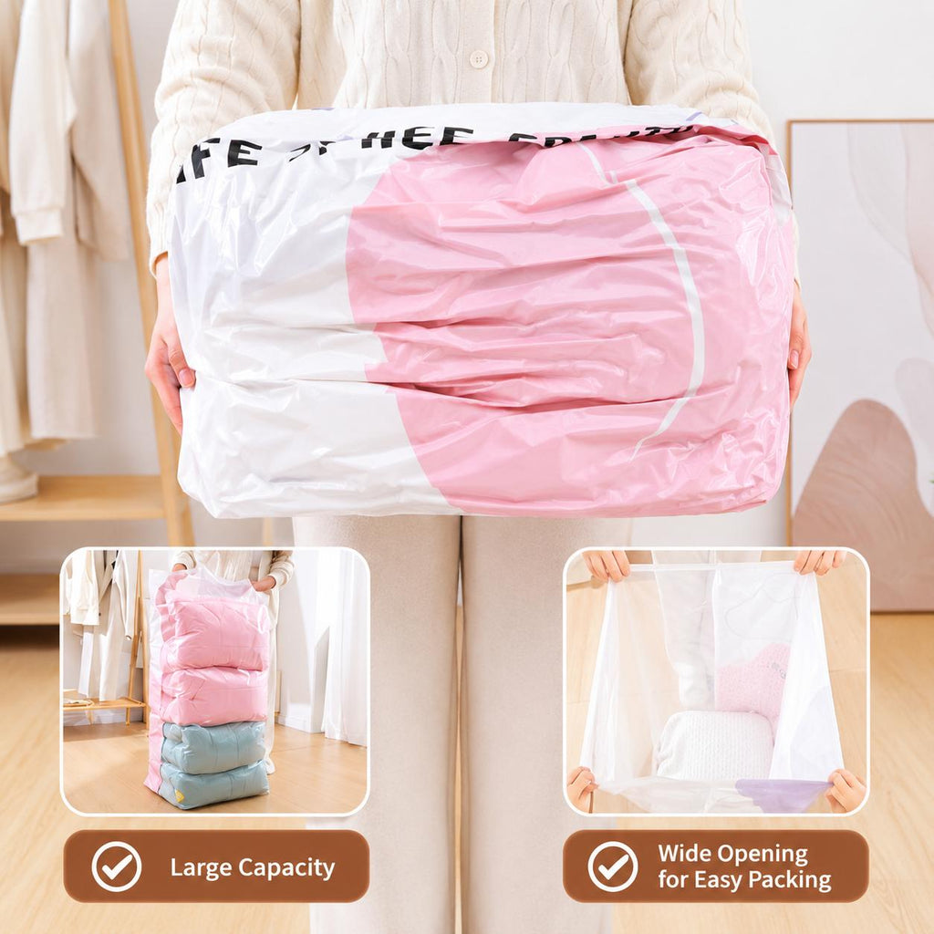3pcs pump free vacuum storage bags large cubic vacuum