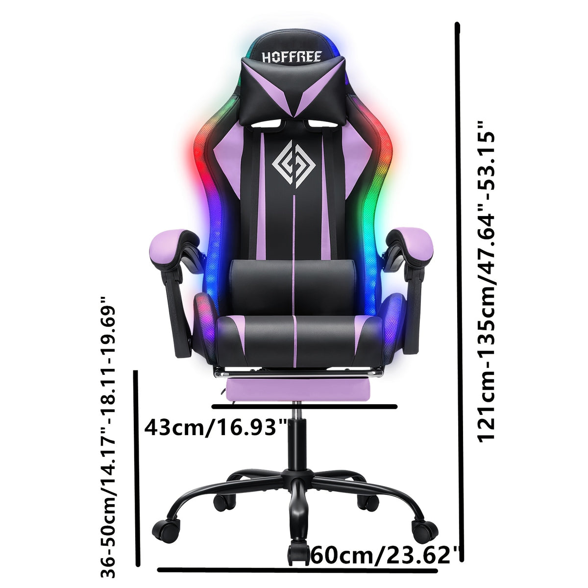 rgb gaming chair led lights massage ergonomic computer chair