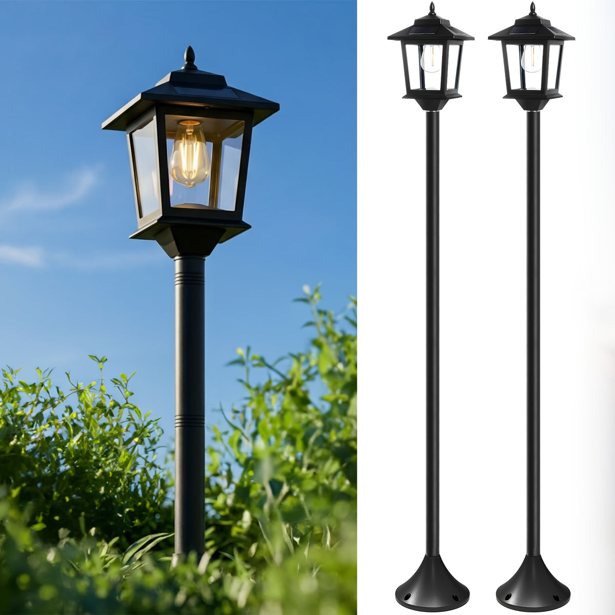2 pack 63in solar lamp post lights outdoor post lights ip44