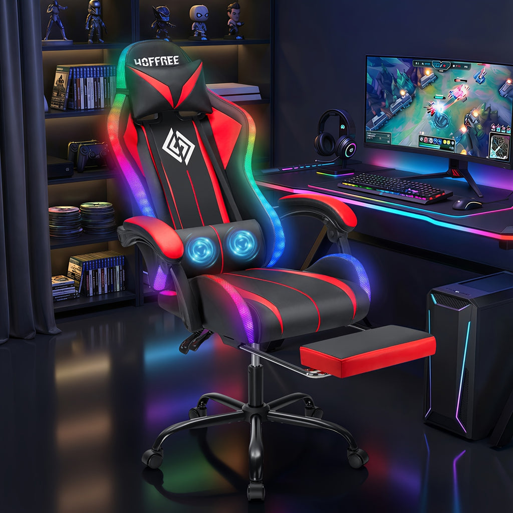 rgb gaming chair led lights massage ergonomic computer chair