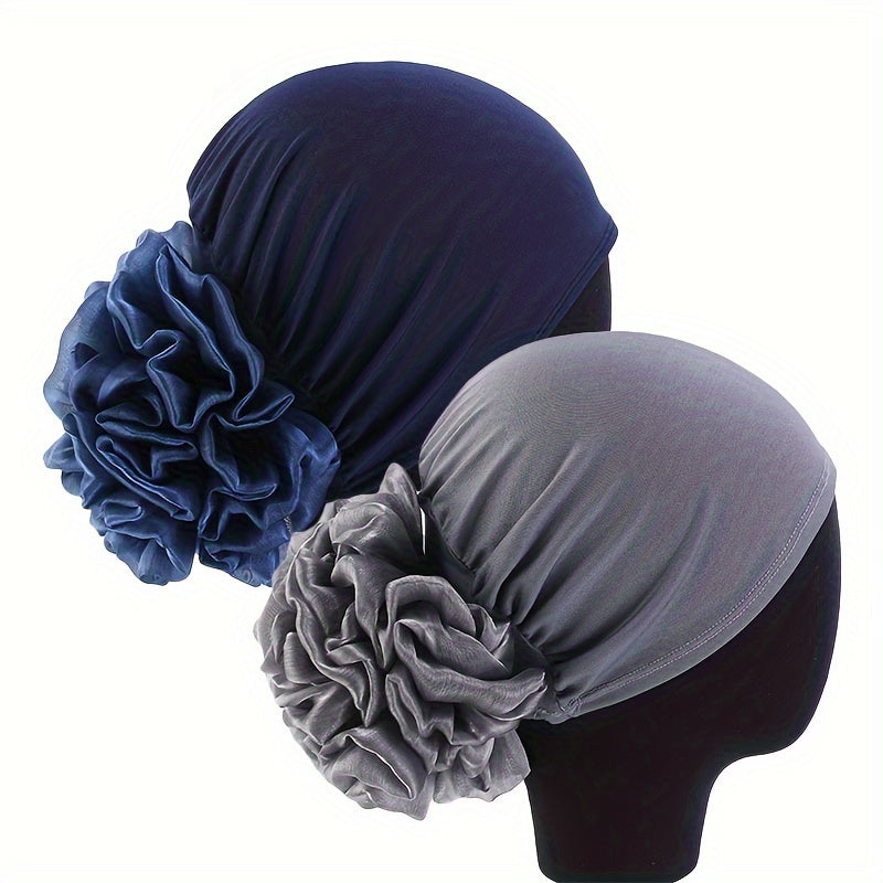 2pcs set womens large floral headscarf hat   turban hat