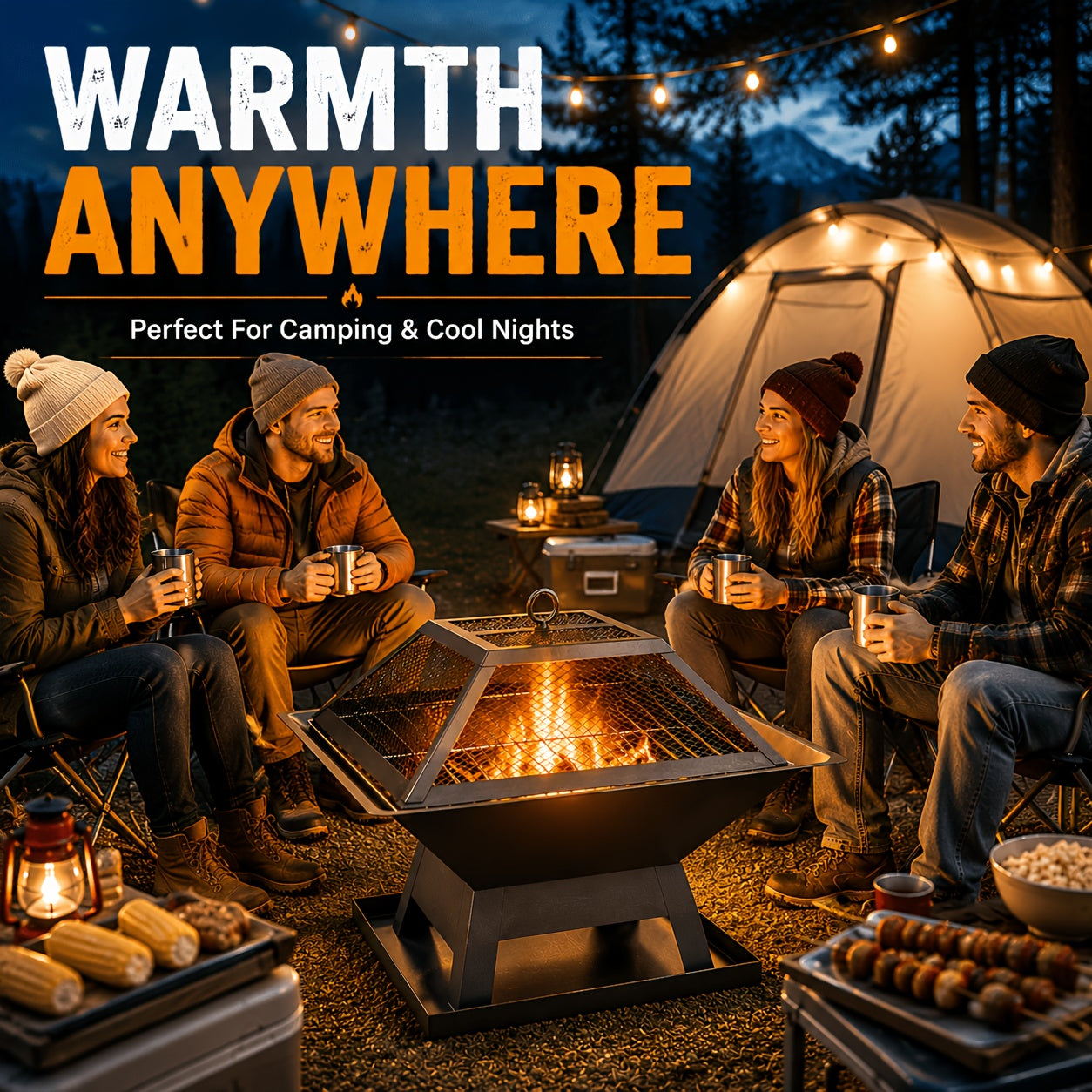 portable 4 in 1 wood burning fire pit removable cooking
