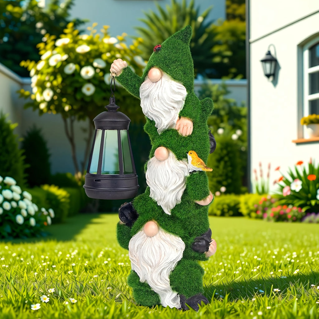garden statues solar gnomes featuring a resin gnome figurine