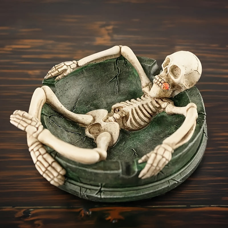 1pc gothic round skeleton ashtray durable   decor