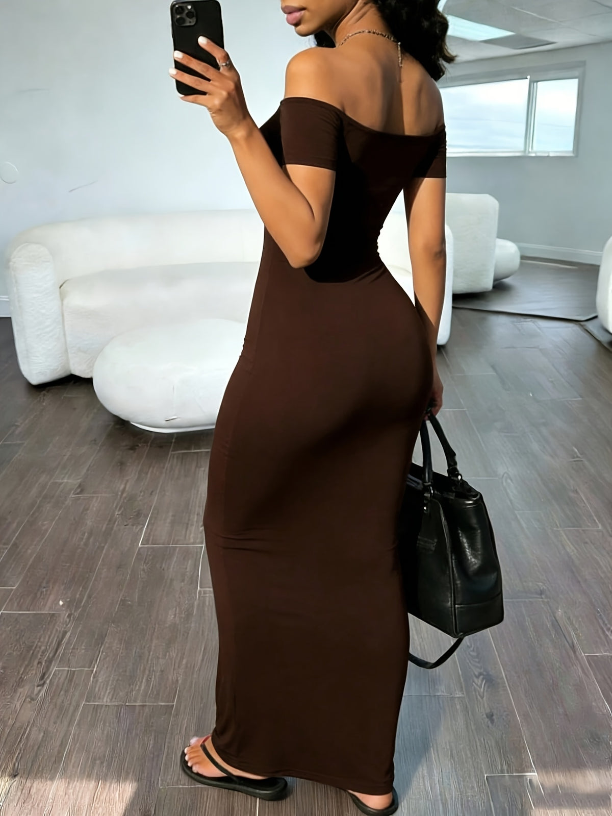 womens solid color shoulder short sleeve dress temu