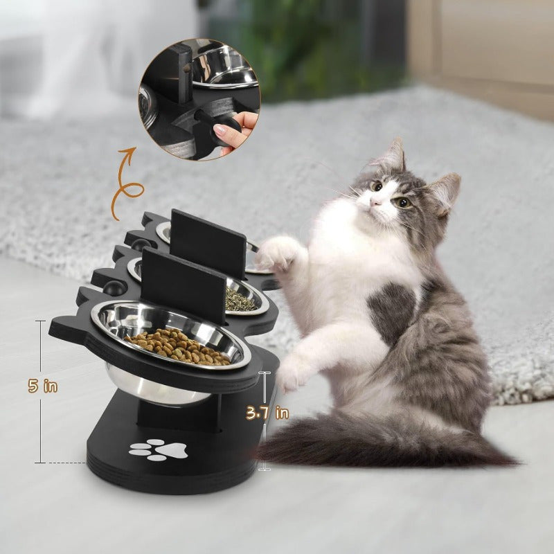 15 tilted stainless steel elevated cat bowls adjustable