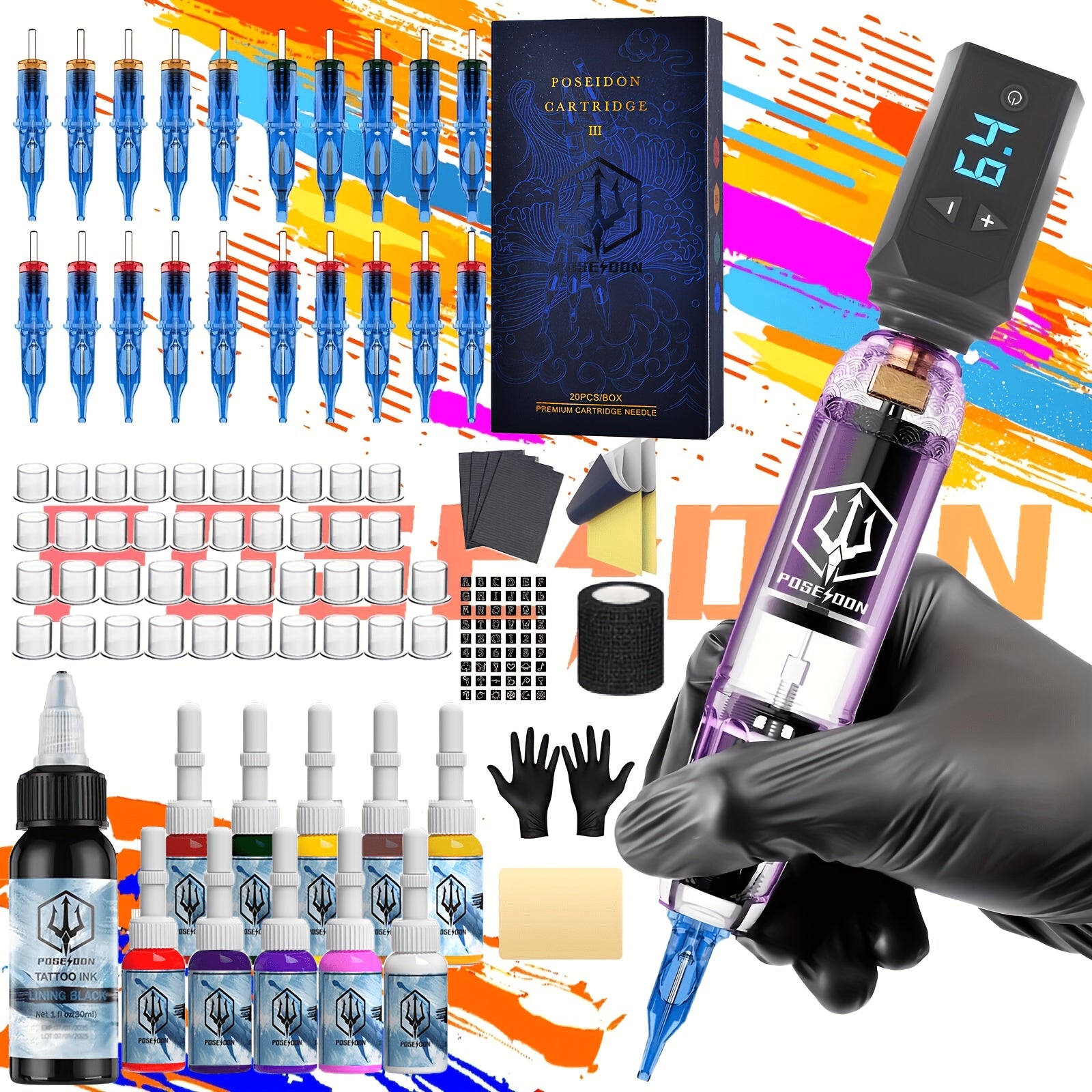 poseidon tattoo machine kit tattoo gun kit complete set 20