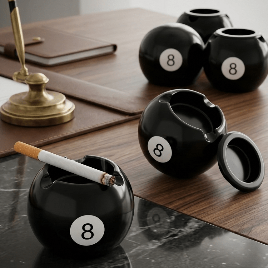8 ball ashtray cool billiards   round